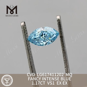 Diamanti creati in laboratorio all'ingrosso da 1,17CT VS1 MQ FANCY INTENSE BLUE 丨Messigems CVD LG617411202