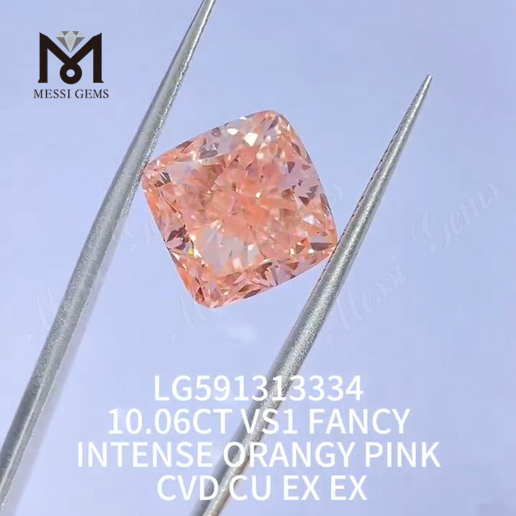 10.06CT VS1 FANCY INTENSE ORANGY ROSA CVD CU EX EX Diamante rosa artificiale