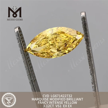 3,12CT Diamonds in coltura di laboratorio giallo marchese VS1 EX EX CVD LG671422732 