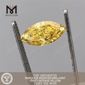 3,12CT Diamonds in coltura di laboratorio giallo marchese VS1 EX EX CVD LG671422732 