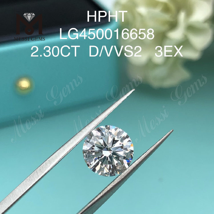 2,30 carati D VVS2 EX Cut Round Diamanti da laboratorio HPHT