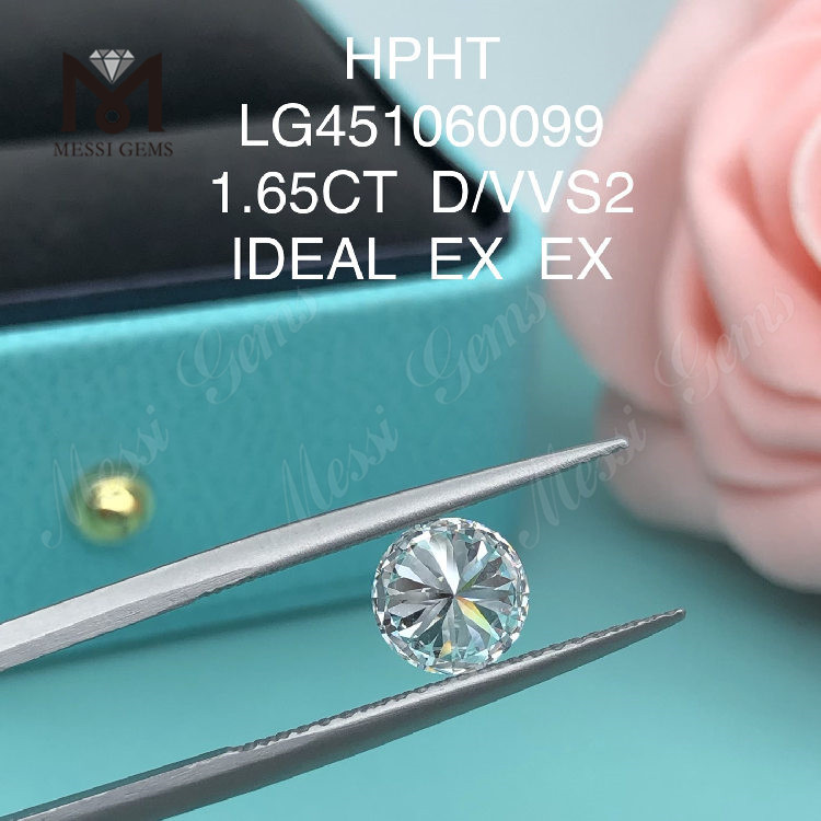1,65 carati D VVS2 IDEAL Cut Diamanti da laboratorio tondi HPHT