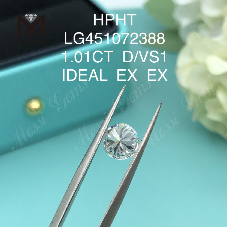 1,01 ct D VS1 Rotondo IDEL Cut Grade diamante coltivato in laboratorio HPHT