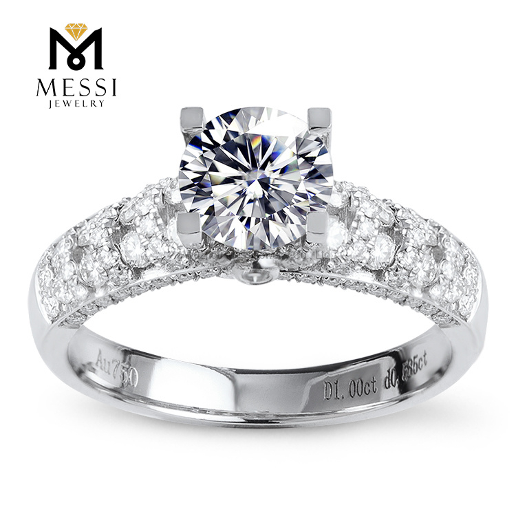 Anello da sposa in oro bianco 1 carato con moissanite