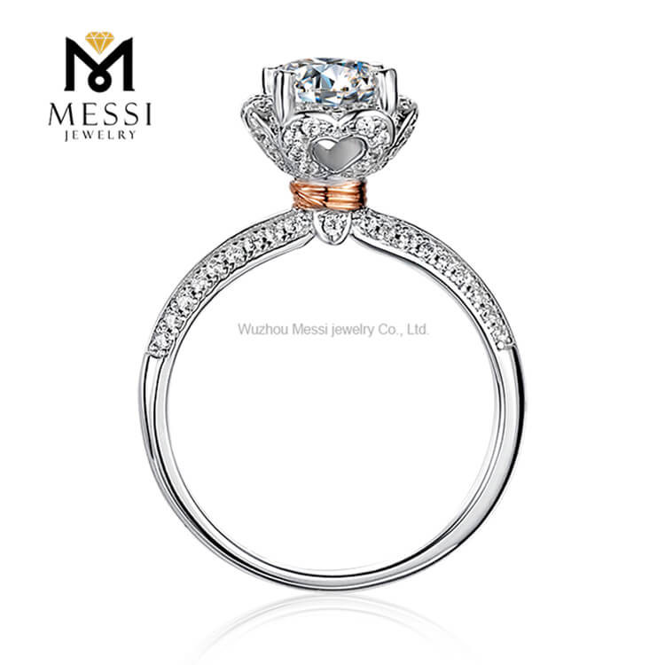 DEF VVS Anello in argento sterling 925 placcato oro 18k con pietra moissanite da 1 ct