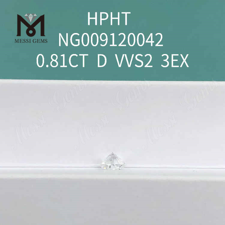 0.81CT D diamante rotondo bianco VVS2 3EX coltivato in laboratorio