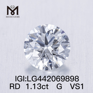 1,13 carati G VS1 IDEAL Diamante rotondo coltivato in laboratorio CVD