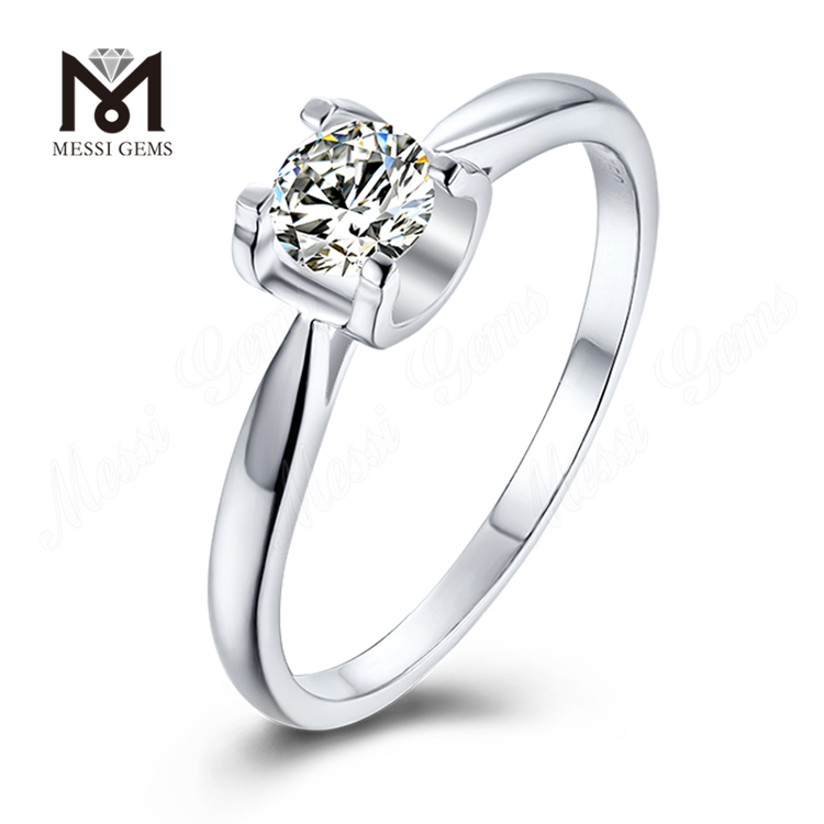 Anello in moissanite per gioielli da donna Anello in argento sterling 925 con placcatura in oro bianco 14k