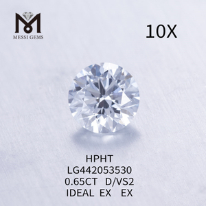 Diamante coltivato in laboratorio rotondo da 0,65 carati D VS2 Commercio all'ingrosso di diamanti IDEAL HPHT