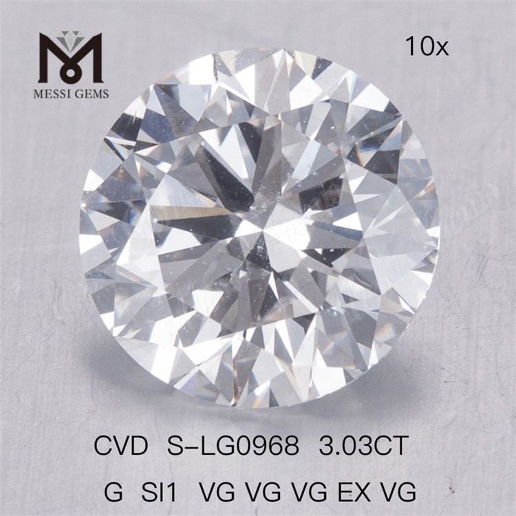  3.03CT G SI1 3VG cvd lab diamante forma rotonda