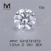 1.01ct round hpht lab diamond commercio all\'ingrosso D VS 3EX diamante artificiale in vendita