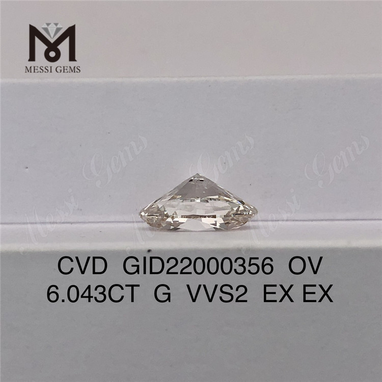 6.043ct G vvs diamante da laboratorio sciolto prezzo all\'ingrosso forma ovale più grande diamante sintetico IGI