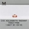 Diamante rosa sintetico taglio RADIANT 1.56CT FANCY SI1 EX VG CVD AGL22080770 