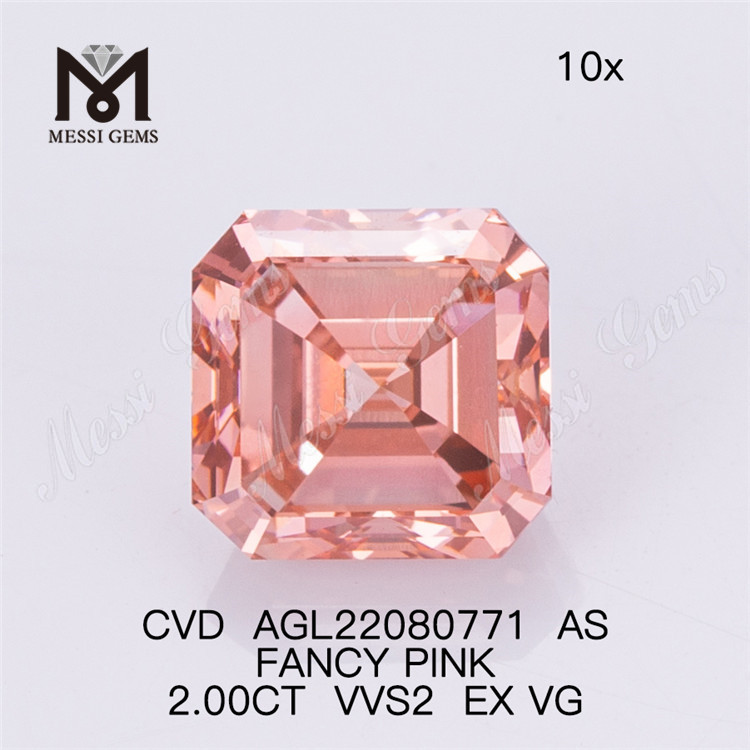 Diamante da laboratorio 2.00CT FANCY PINK VVS2 EX VG CVD AS AGL22080771