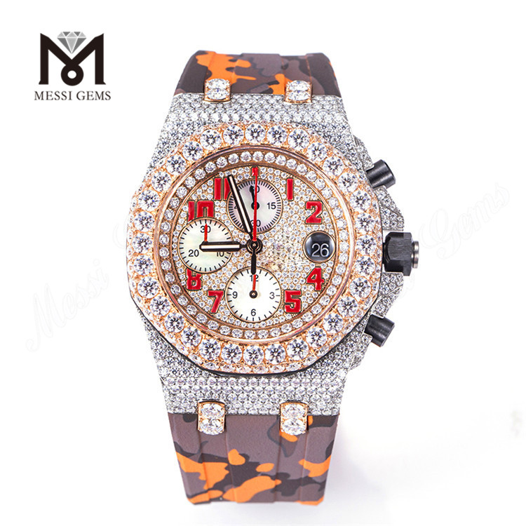 Design personalizzato per orologio da uomo in moissanite con diamanti ghiacciati