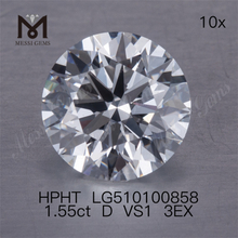 1.55ct D vvs sciolto hpht lab diamante vendita forma rotonda diamante 3EX lab in vendita