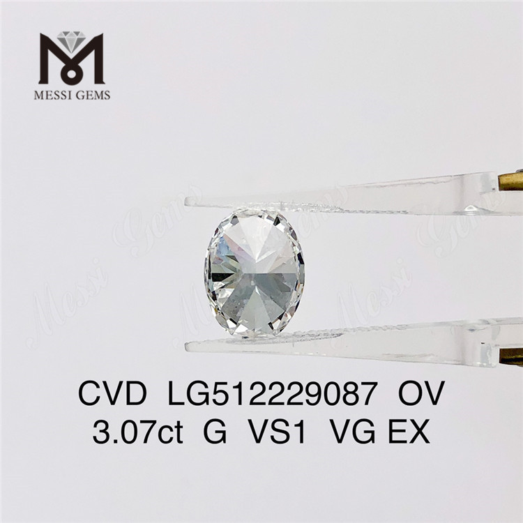 3.07ct G vs cvd lad diamond Diamante da laboratorio ovale da 3ct IGI