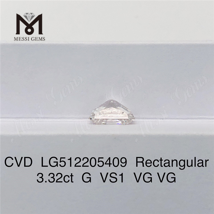 3.32CT G VS cvd Lab Grown Diamond RETTANGOLARE Diamante da laboratorio con certificato IGI