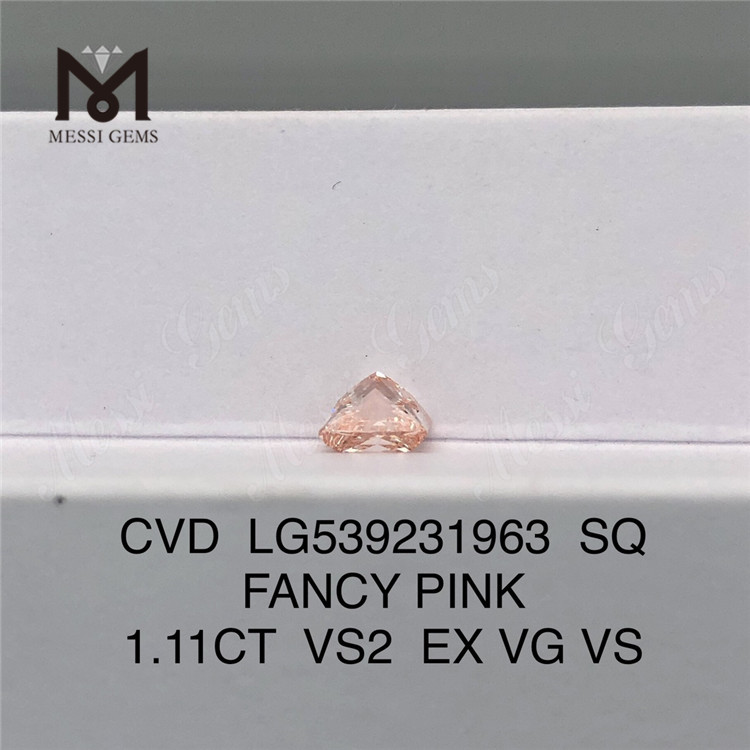 1.11CT LG539231963 SQ FANCY ROSA VS2 EX VG VS diamante da laboratorio CVD