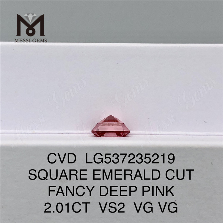 2.01CT VS2 VG VG CVD QUADRATO TAGLIO SMERALDO FANTASIA ROSA PROFONDO diamante coltivato in laboratorio LG537235219