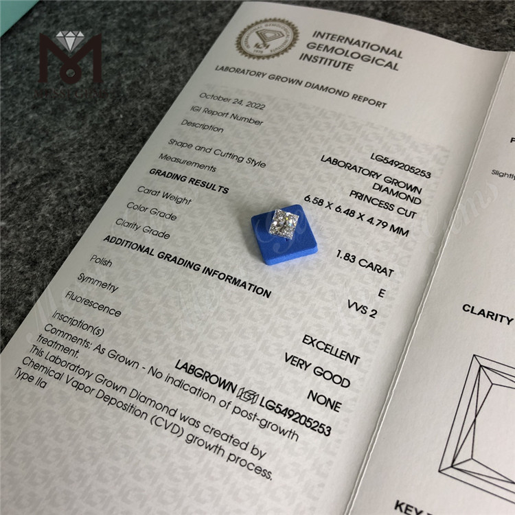 1,83 ct SQ taglio E VVS2 EX VG diamanti fabbricati costano prezzo all'ingrosso in vendita