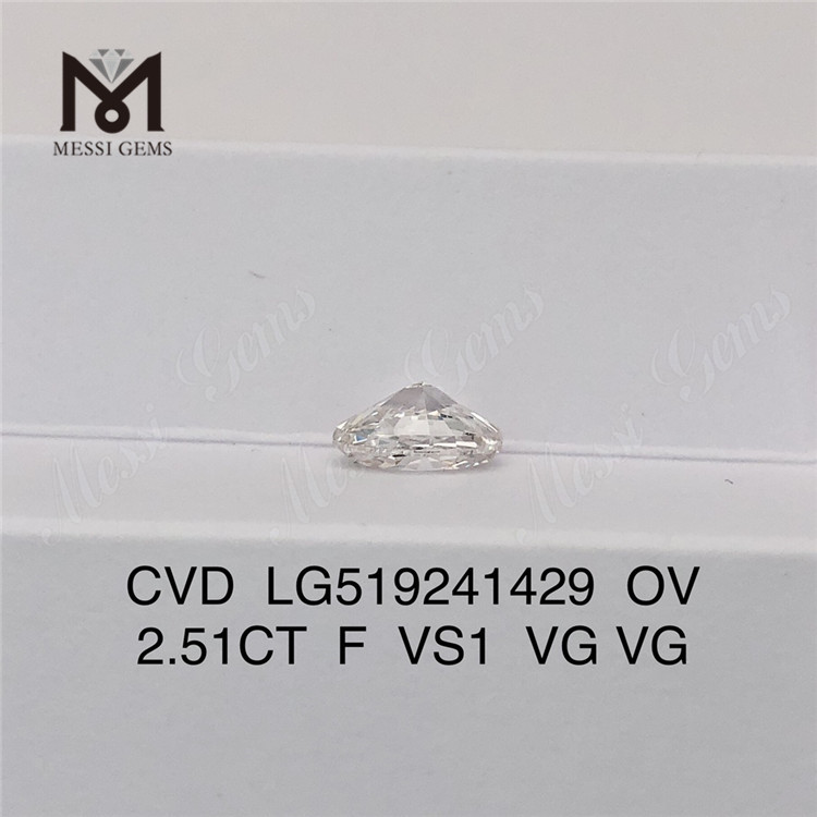 2.51CT F VS1 VG VG diamante coltivato in laboratorio CVD OVAL diamante da laboratorio 