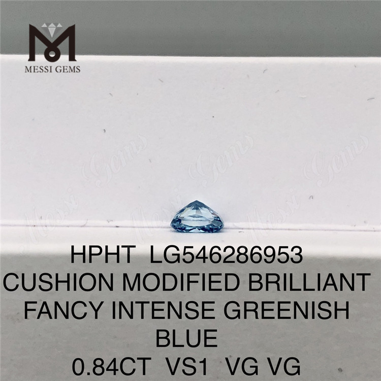 0.84CT CUSHION taglio BLU VERDESTRO VS1 VG Diamante da laboratorio VG HPHT LG546286953