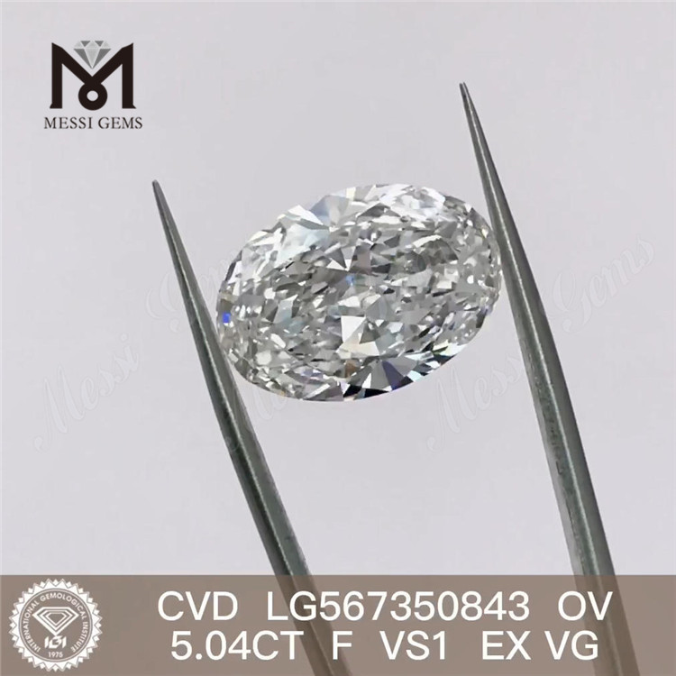 5.04CT F VS1 EX VG CVD diamante coltivato in laboratorio OV LG567350843 