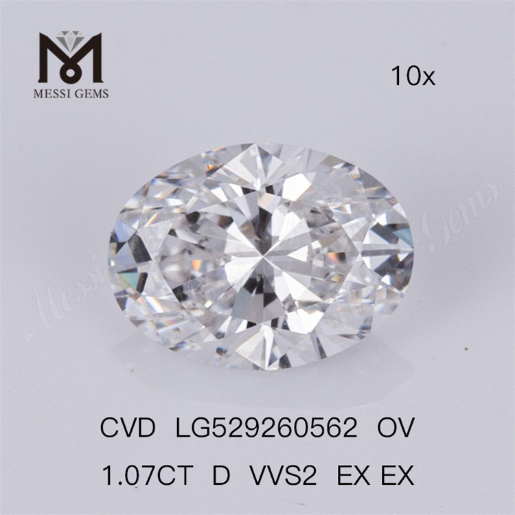 1.07ct D Vvs Lab Diamond OVAL Miglior diamante sciolto da laboratorio CVD