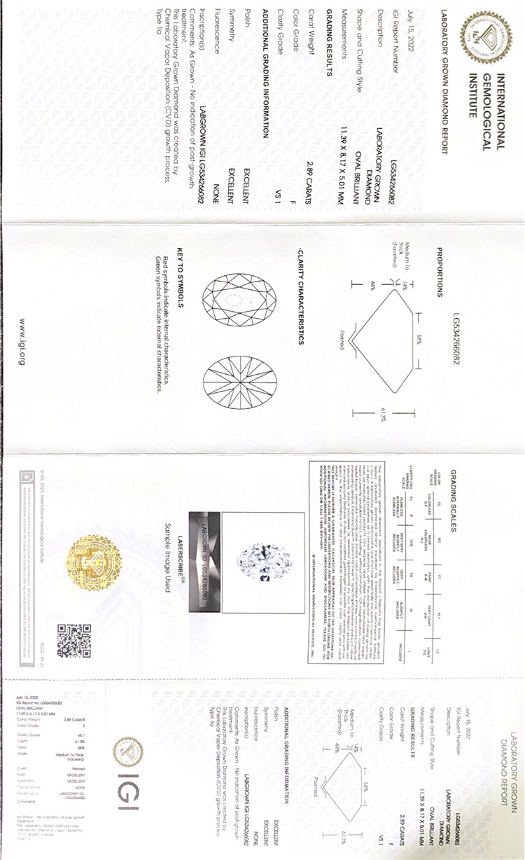 Diamante da laboratorio ovale F da 1,89 ct VS1 ov bianco sciolto diamanti artificiali in vendita