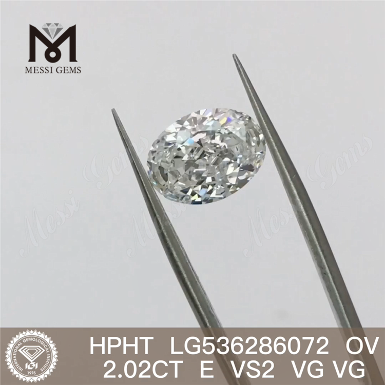 Prezzo all'ingrosso del diamante da laboratorio sciolto ovale con diamanti artificiali da 2,02 ct E HPHT