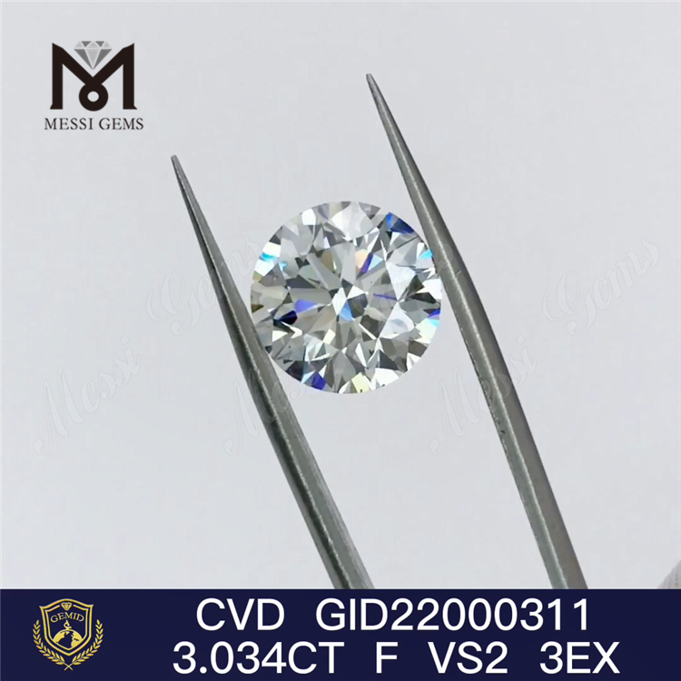  3.034CT F VS2 cvd diamond 3EX diamante da laboratorio sciolto a buon mercato prezzo all'ingrosso