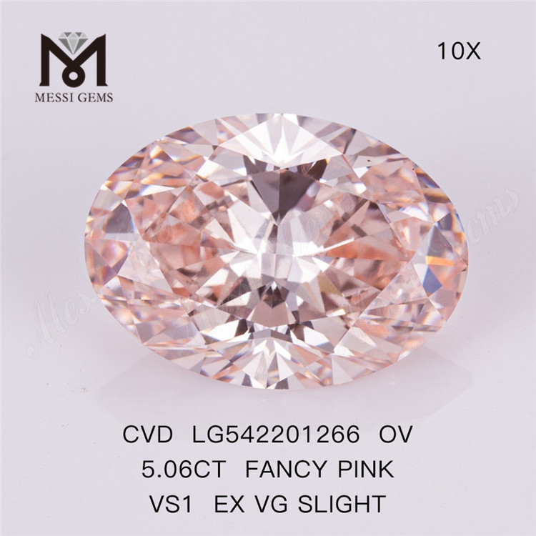5,06ct vs1 EX VG Colore rosa leggermente fantasia Diamante coltivato in laboratorio di alta qualità 
