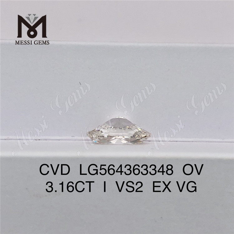 3.16CT OV Taglio I Colore VS2 EX VG Lab Diamante CVD LG564363348