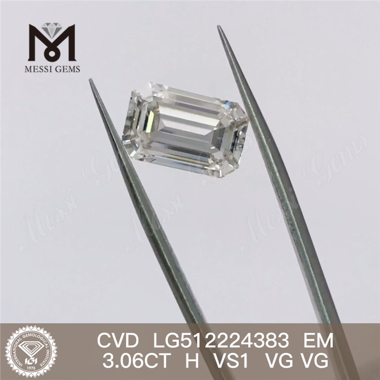3.06CT H 3ct diamanti artificiali sciolti TAGLIO SMERALDO diamanti artificiali EX VG