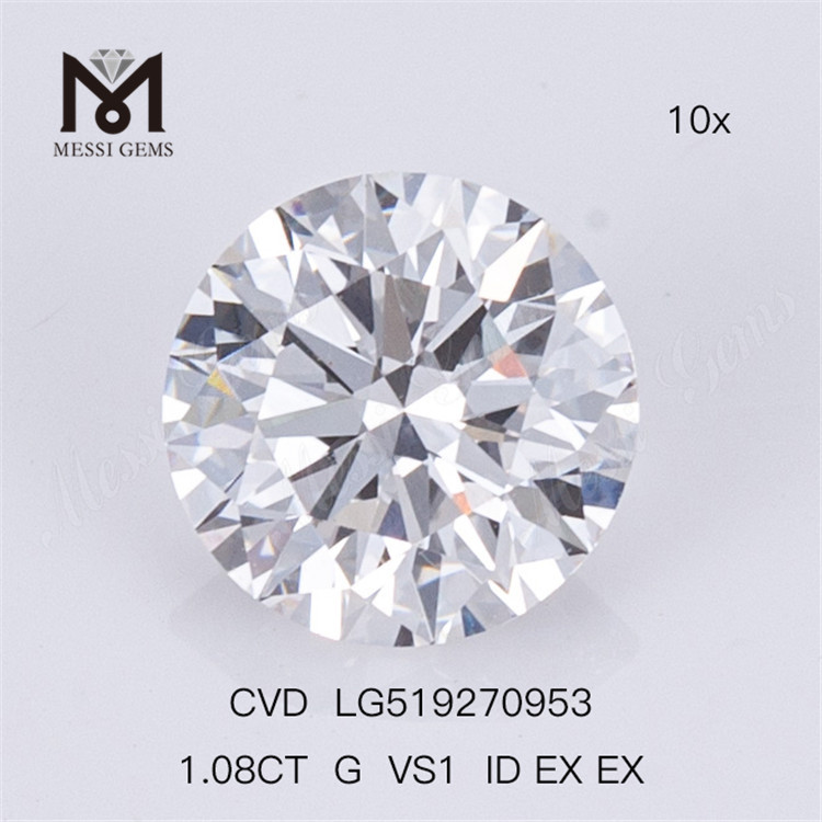 1.08ct G VS Round Loose Lab Diamond Vendita all'ingrosso CVD White Loose Lab Diamond