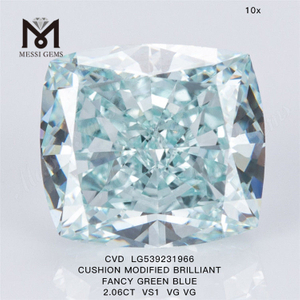 Fornitori di diamanti coltivati ​​in laboratorio verde blu fantasia all'ingrosso con diamante cvd da 2,06 ct