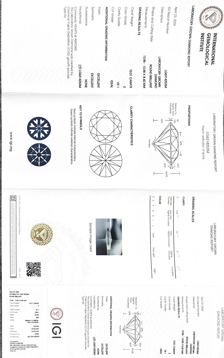 Diamanti bianchi coltivati ​​da 10 ct