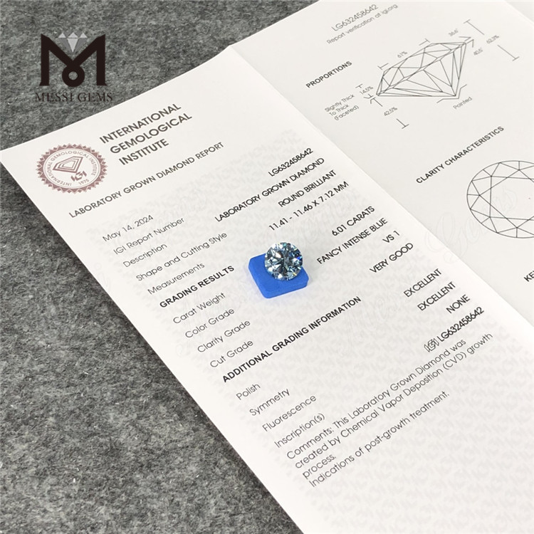 6.01CT VS1 VGFANCY BLU INTENSO IGI Diamante LG632458642丨Messigems
