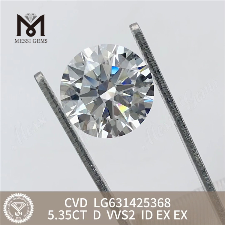 Diamanti coltivati ​​in laboratorio CVD rotondi ID VVS2 da 5,35 CT LG631425368丨Messigems 