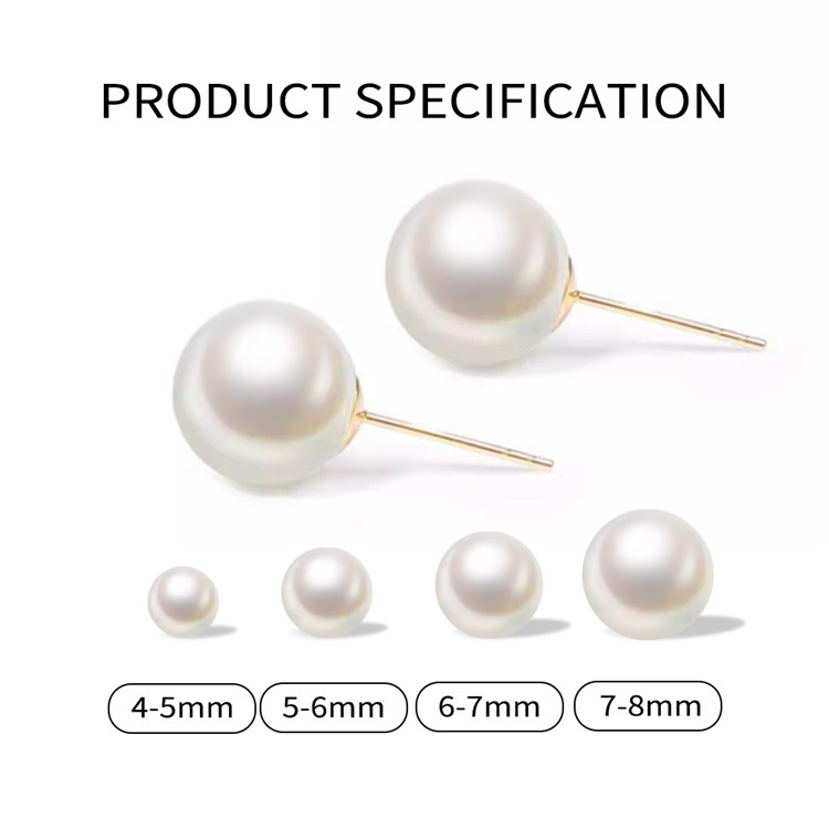 Eleganti orecchini di perle da sposa in oro 18 carati da 4-5 mm per matrimoni