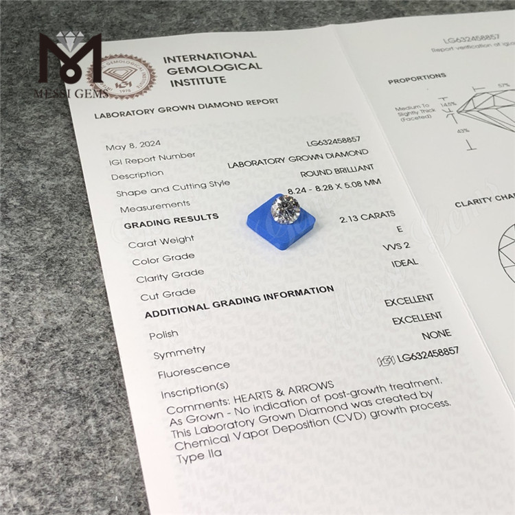 2.13CT E VVS2 ID EX EX CVD Diamanti lavorati da 2 ct LG632458857