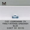Diamante blu OV da 3 ct, prezzo SI1 EX VG FANCY INTENSE BLU VERDAstro, diamante CVD LG586346989