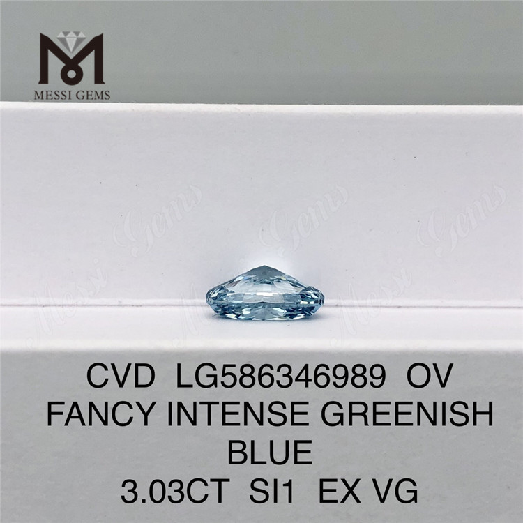 Diamante blu OV da 3 ct, prezzo SI1 EX VG FANCY INTENSE BLU VERDAstro, diamante CVD LG586346989
