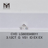 3.12CT G VS1 ID 3ct diamante coltivato cvd LG603349011 Eccellenza ottica丨Messigems 