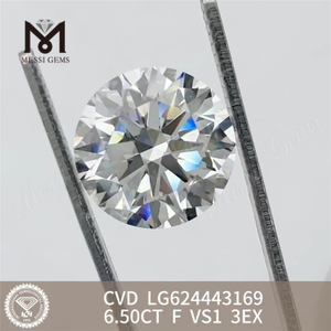 Diamanti prodotti sfusi rotondi 6.50CT F VS1 3EX CVD LG624443169丨Messigems
