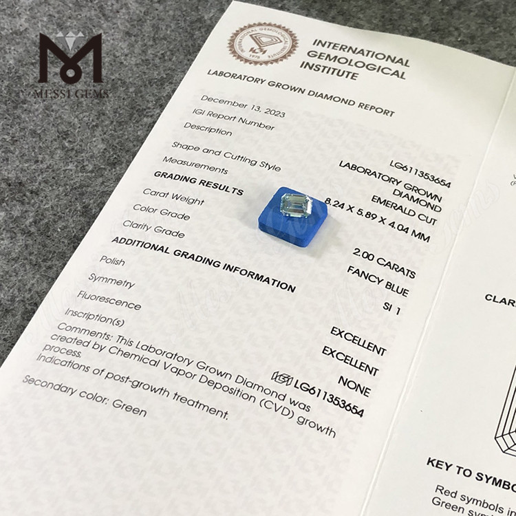 Prezzo del diamante Cvd SI1 EM FANCY BLUE da 2,00 CT per carato LG611353654 