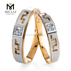 Set di fedi nuziali per fidanzamento di gioielli personalizzati in oro 14 carati