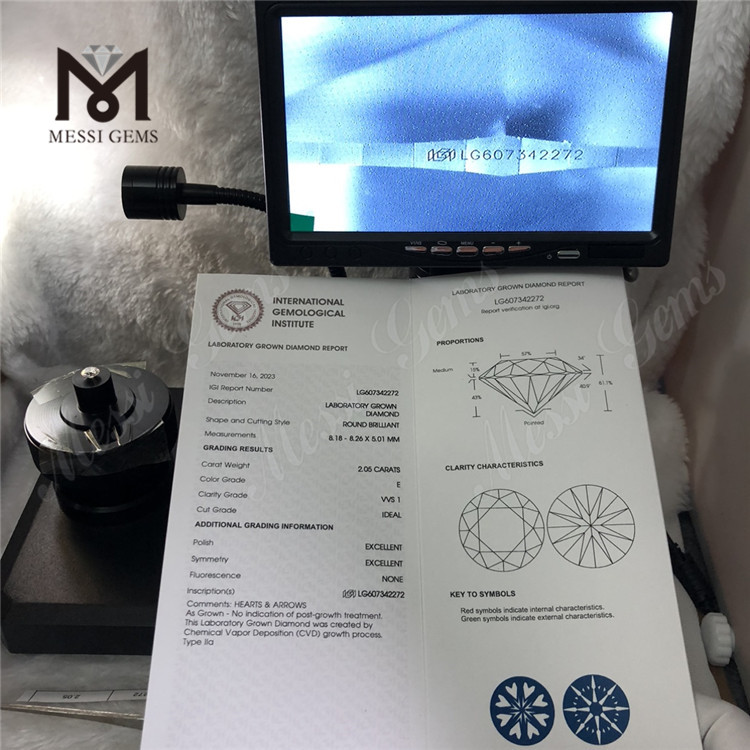 Diamanti di classificazione IGI da 2,05 ct E VVS1 CVD Diamond Unveiling The Beauty丨Messigems LG607342272 