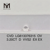 3.20CT D VVS2 CVD Diamante ovale creato in laboratorio da 3 ct LG613376315 di Messagems